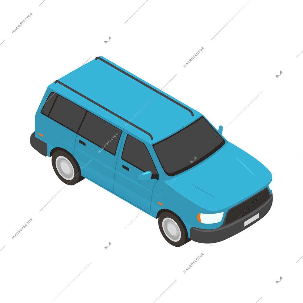 Isometric car icon blue automobile on white background 3d vector illustration