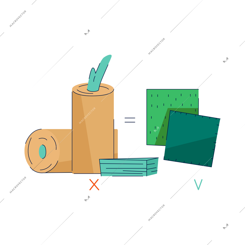 Zero waste sorting choosing natural materials flat concept with household objects vector illustration