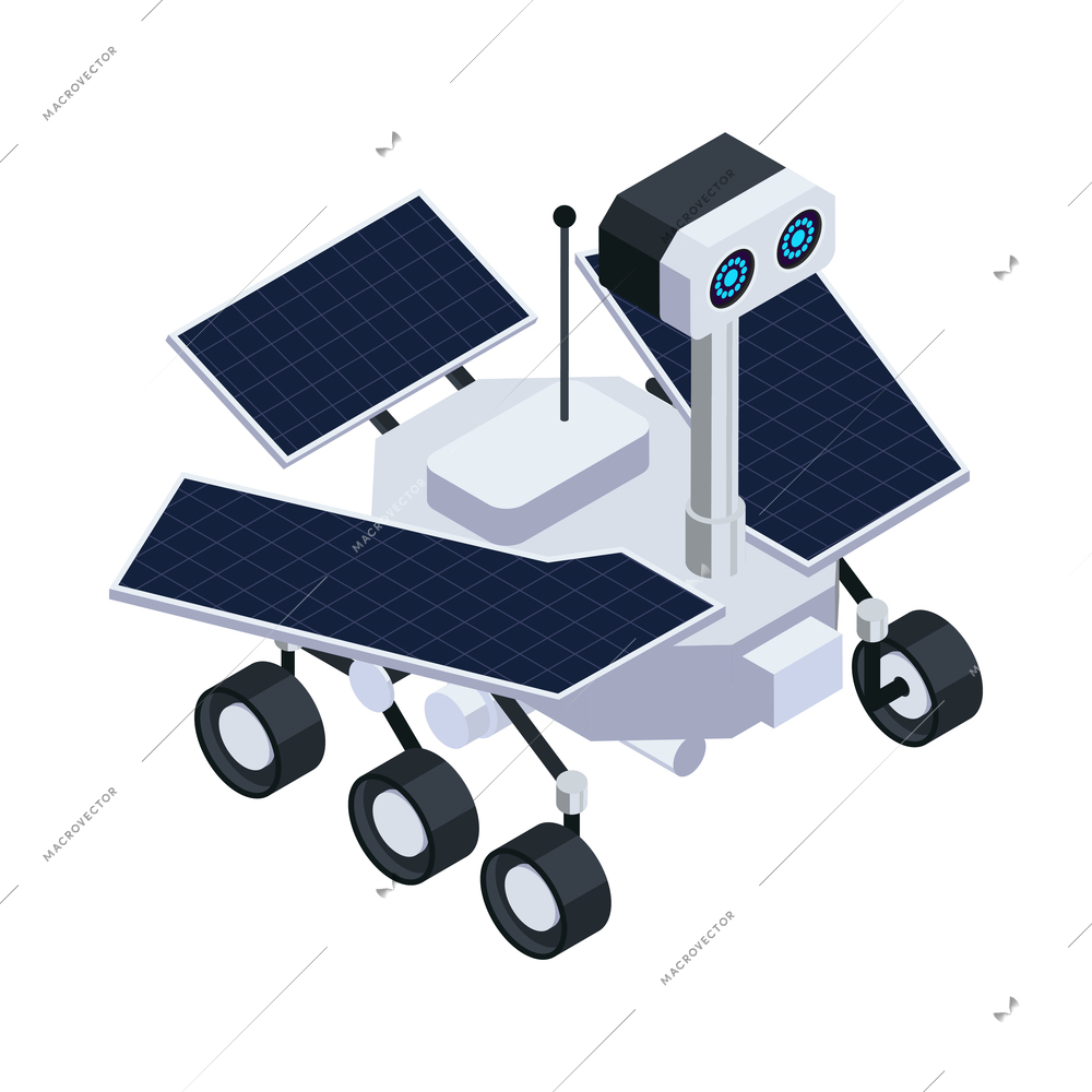 Mars space rover isometric icon 3d vector illustration