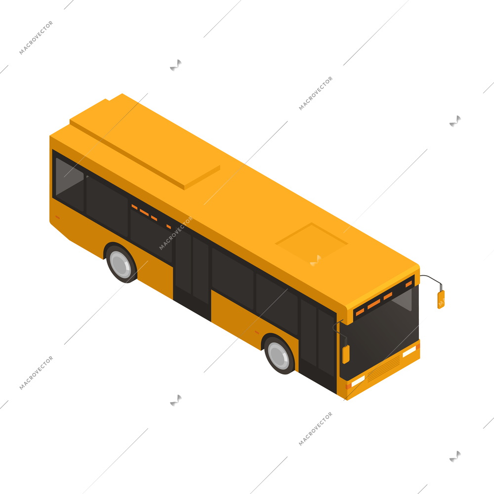 Modern yellow bus isometric icon 3d vector illustration