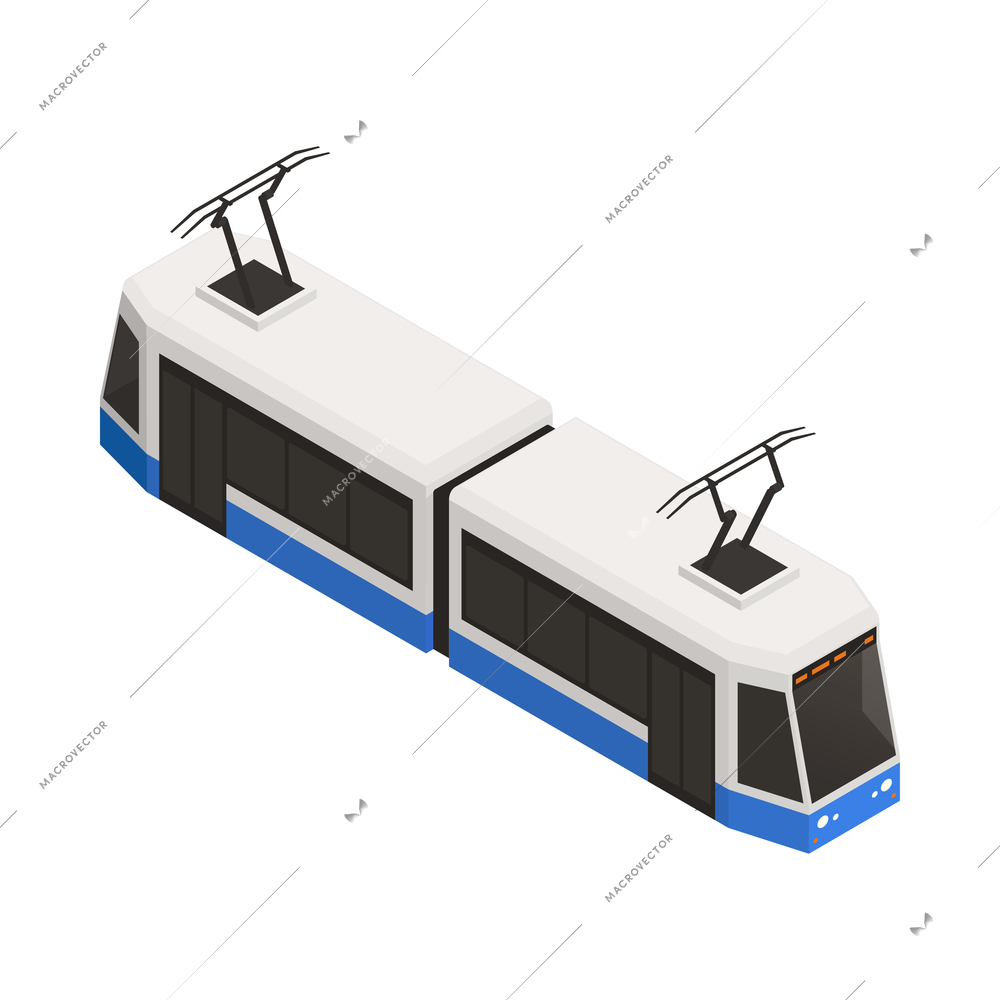 Tramway isometric icon on white background 3d vector illustration
