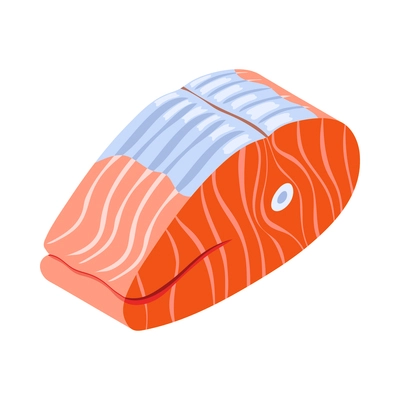 Salmon piece isometric icon on white background 3d vector illustration