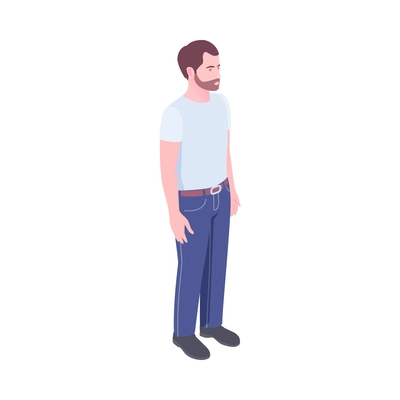 Man in casual clothing isometric human character on white background 3d vector illustration