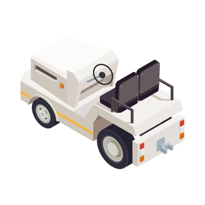 Isometric airport vehicle back view on white background 3d vector illustration