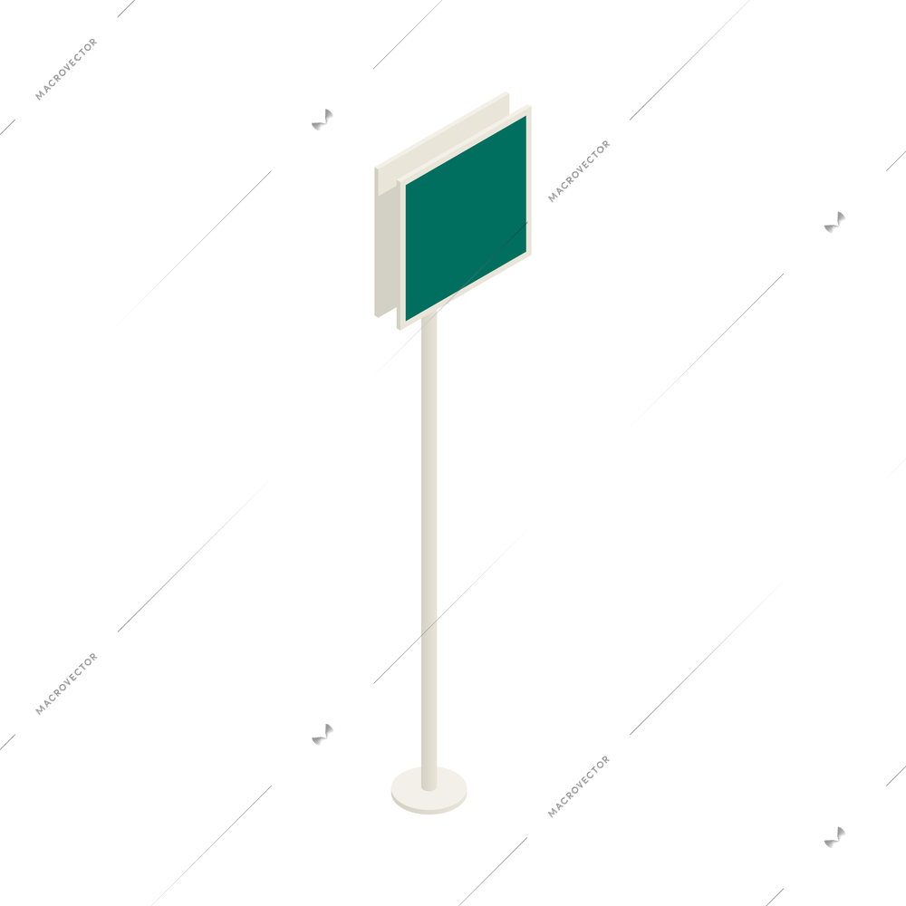 Isometric green road sign 3d vector illustration
