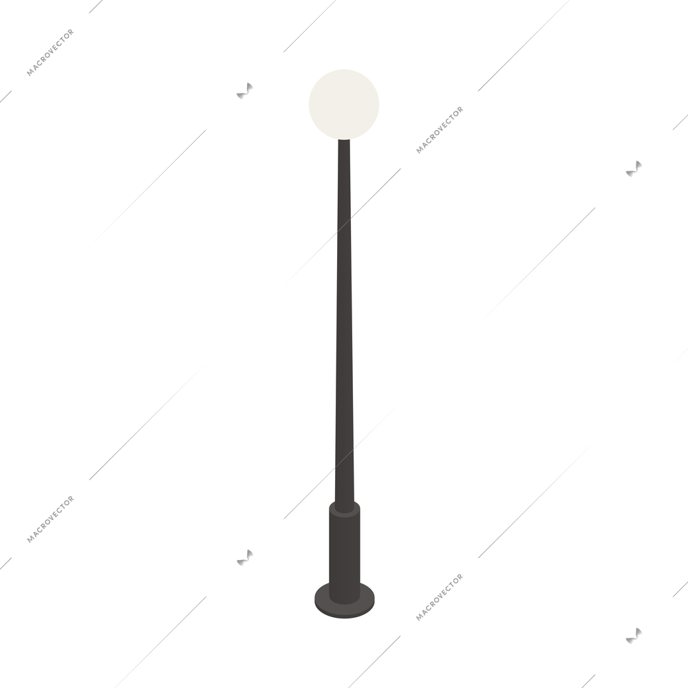 Isometric lamppost with round lamp icon 3d vector illustration