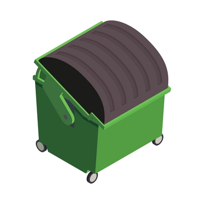 Isometric green outdoor garbage container 3d icon vector illustration