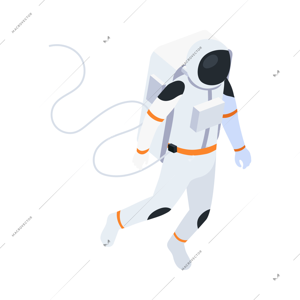 Isometric astronaut wearing spacesuit in outer space 3d vector illustration
