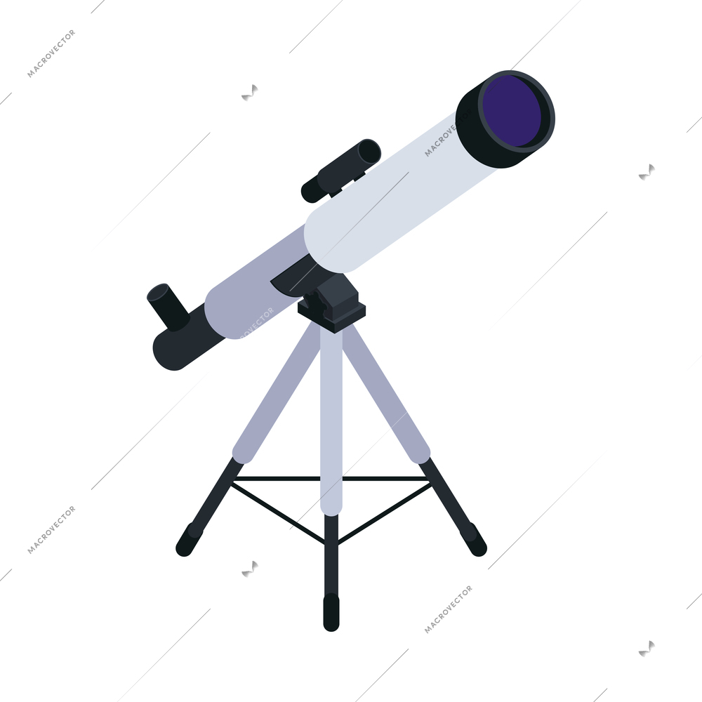 Space telescope icon on white background 3d isometric vector illustration