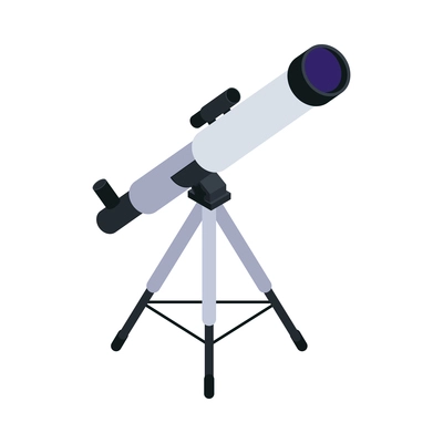Space telescope icon on white background 3d isometric vector illustration