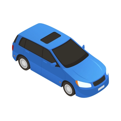 Blue hatchback isometric icon on white background 3d vector illustration