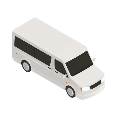 White van isometric icon on blank background 3d vector illustration