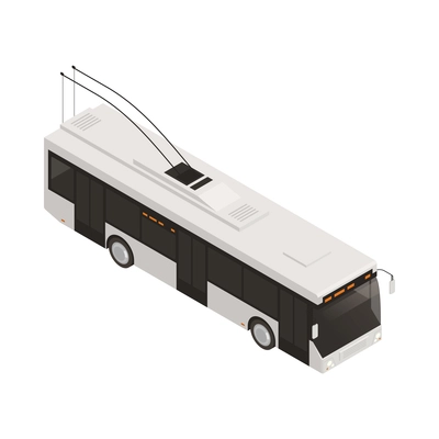 Isometric white trolleybus 3d vector illustration