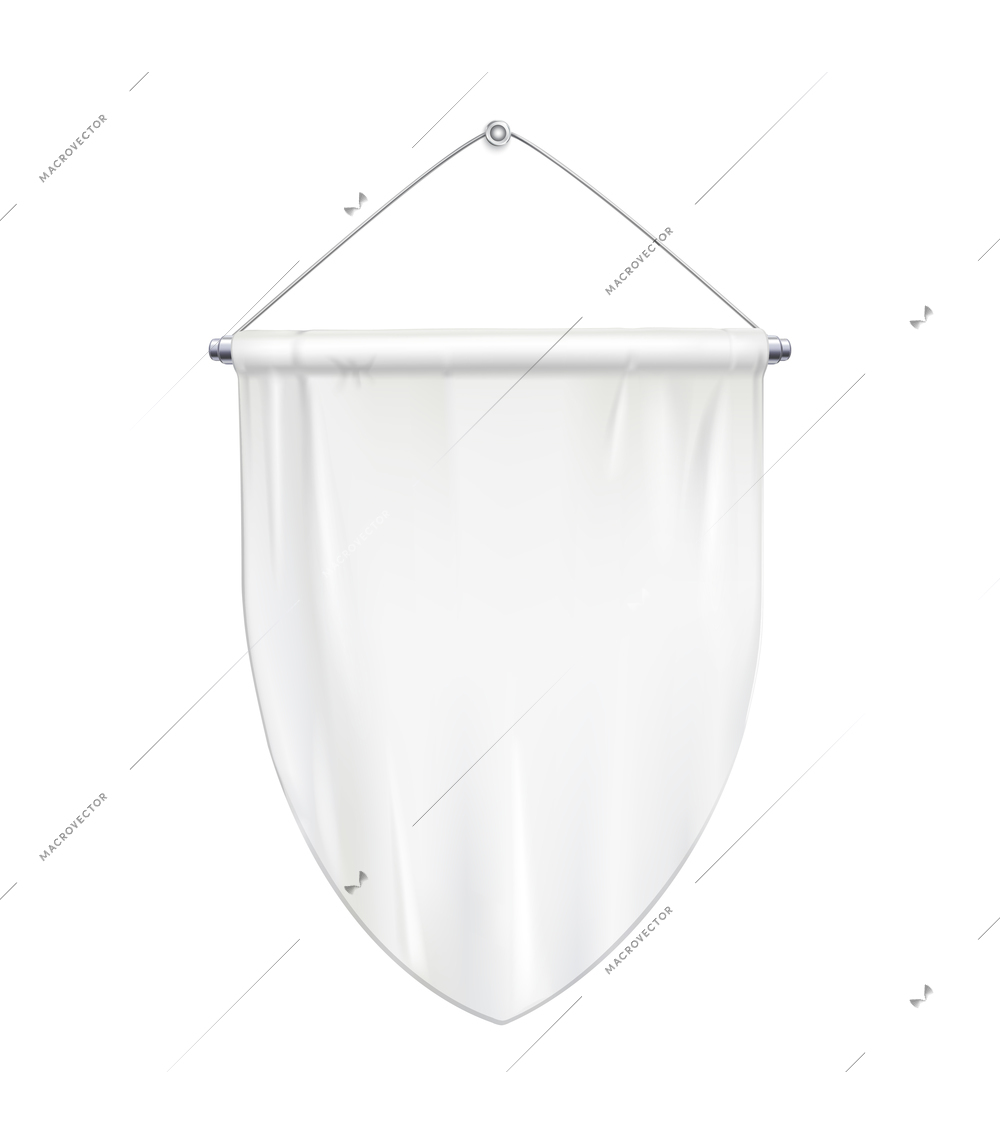 Realistic tapering white pennant mockup vector illustration