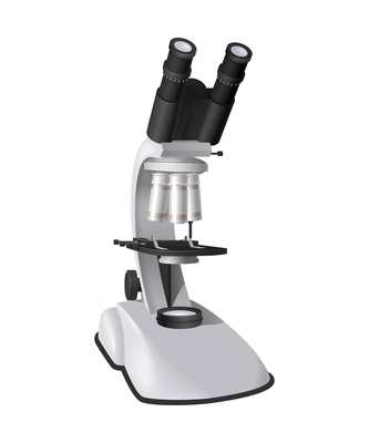 Realistic professional microscope front view vector illustration