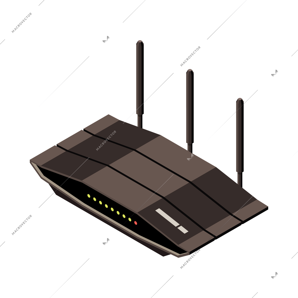 Isometric black wireless internet router icon 3d vector illustration