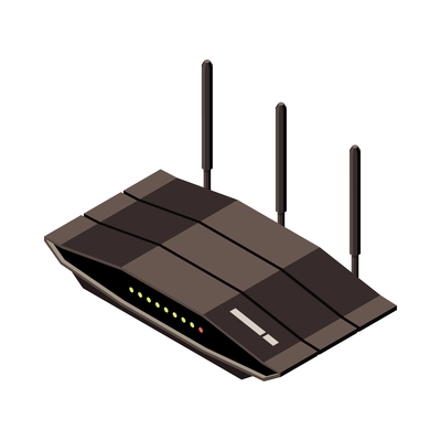 Isometric black wireless internet router icon 3d vector illustration