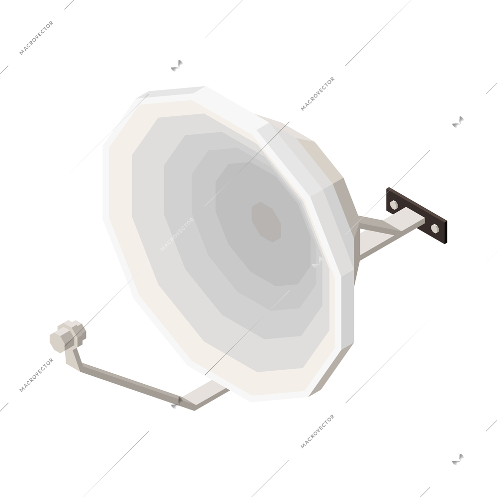 Isometric satellite tv dish antenna 3d vector illustration