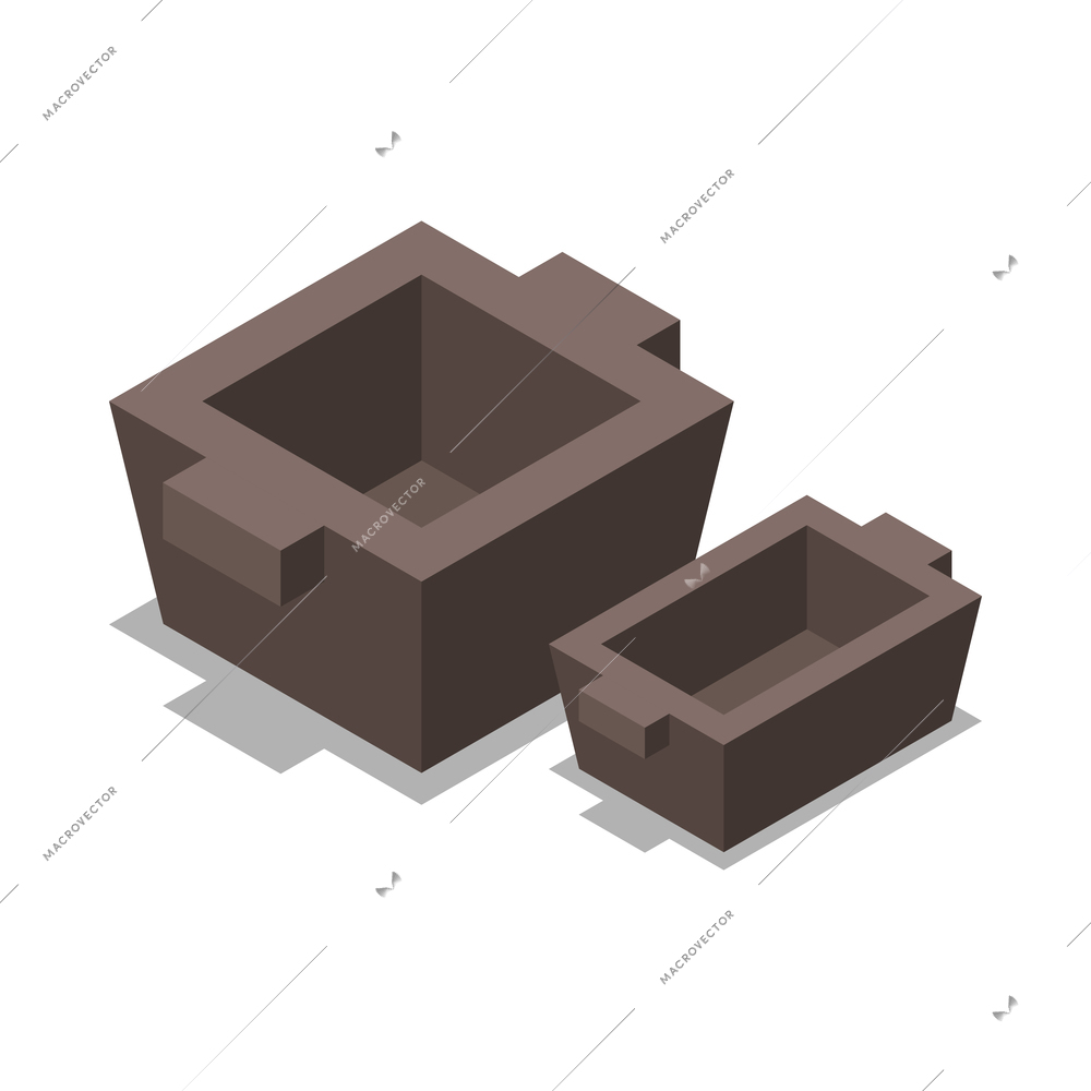 Isometric metal industry icon with empty blank containers 3d vector illustration