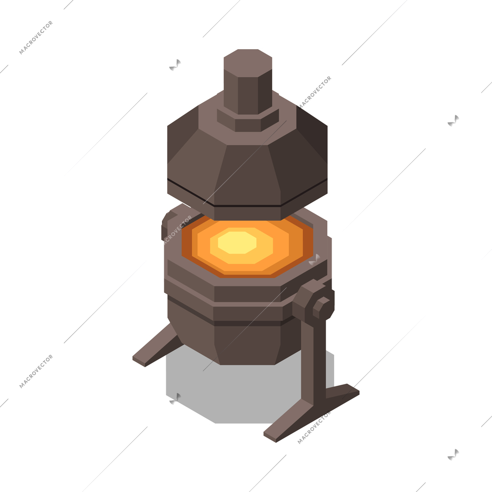 Isometric metal industry foundry casting icon 3d vector illustration