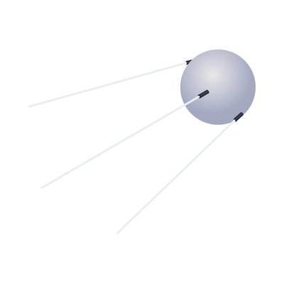 First artificial satellite isometric icon on white background 3d vector illustration