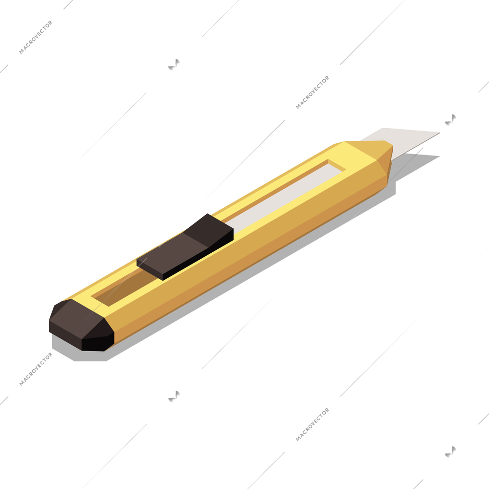 Paper knife isometric icon on white background 3d vector illustration