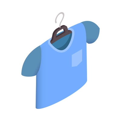 Clothes shop isometric icon with blue tshirt on hanger 3d vector illustration
