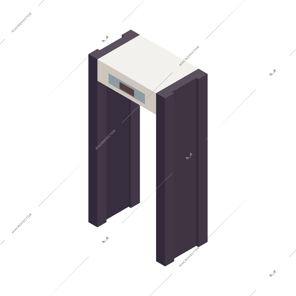 Isometric airport metal detector security gate 3d vector illustration