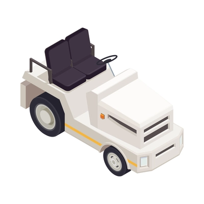 Isometric white airport vehicle 3d vector illustration