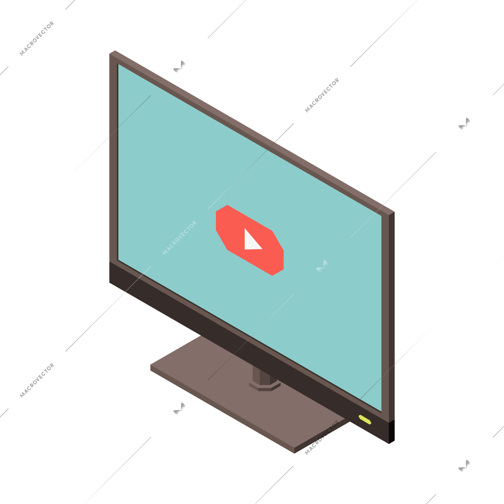 Telecommunication isometric icon with 3d modern tv vector illustration