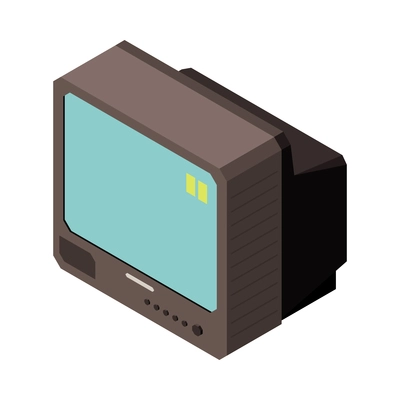 Isometric broadcast telecommunication icon with vintage tv set 3d vector illustration