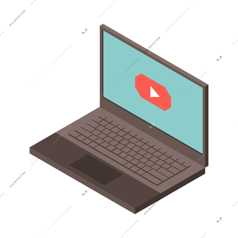 Telecommunication isometric icon with 3d laptop vector illustration