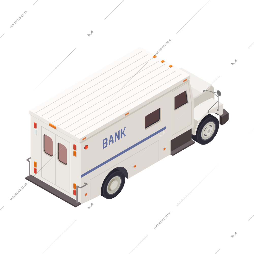 Bank cash in transit armoured van 3d isometric vector illustration