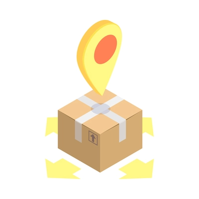 Isometric ecommerce goods delivery icon with cardboard box 3d vector illustration