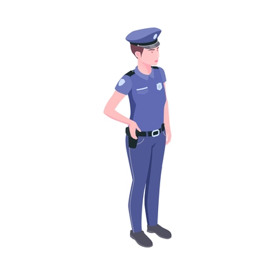 Isometric female police officer in uniform 3d vector illustration