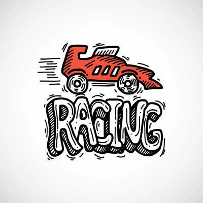 Racing car auto sport decorative icon sketch vector illustration