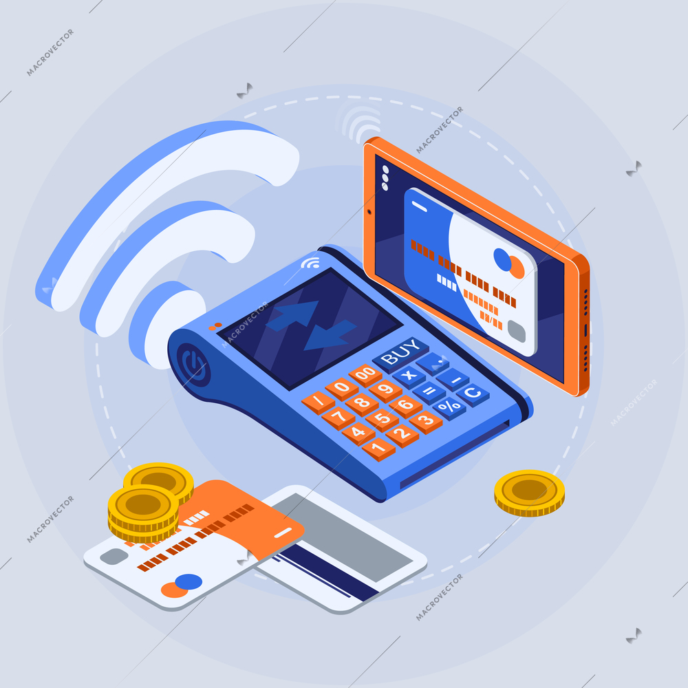 Wireless technology isometric concept with wifi connection symbols vector illustration