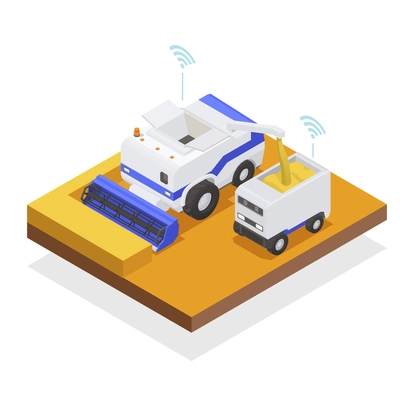 Agriculture automation and smart farming composition with harvester combine vector illustration