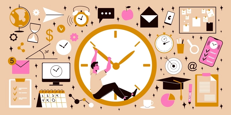 Time management big set of isolated icons with alarm clocks calendars to do lists and pictograms vector illustration