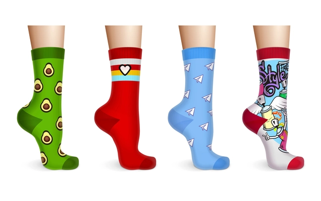 Types Of Socks Set. No-show, Low-cut, Extra Low-cut, Quarter, Mid-calf,  Over The Calf, Knee Socks. Design Socks Set Vector Illustration. Stock  Photo, Picture and Royalty Free Image. Image 109248088.