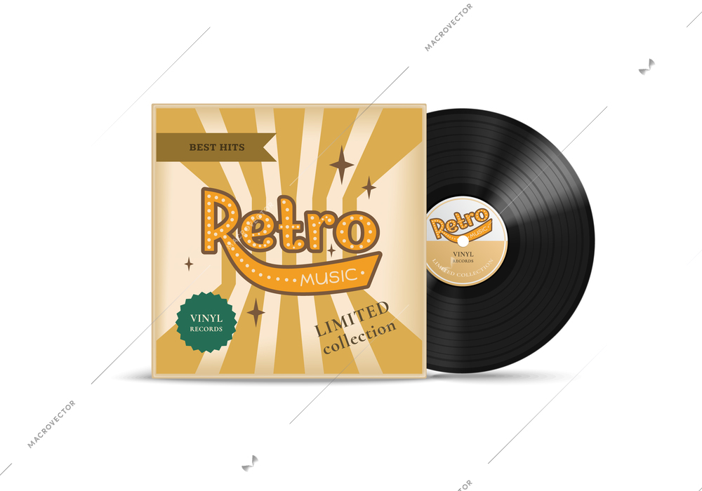 Vinyl record covers mockup realistic composition with retro music limited edition headline on the cover vector illustration