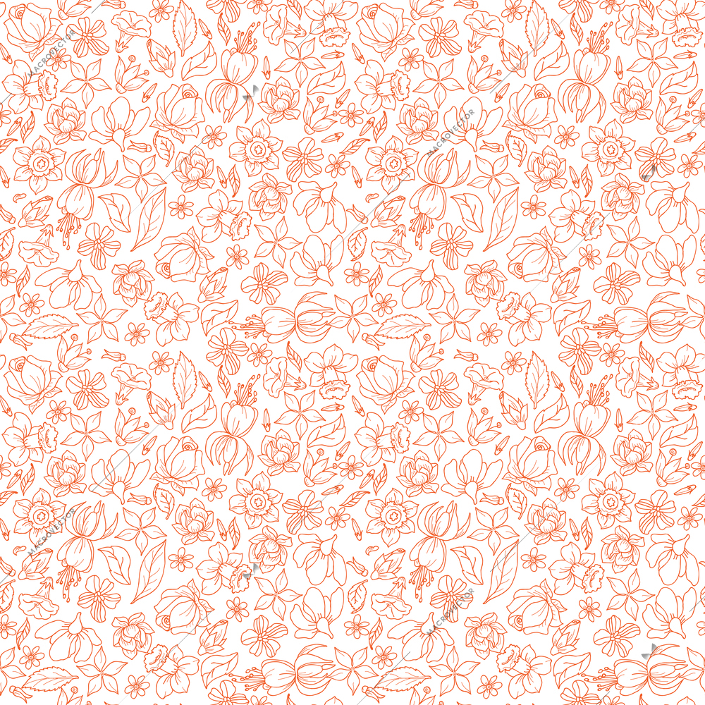 Flower textile floral wrapping paper fashion textile sketch seamless pattern vector illustration