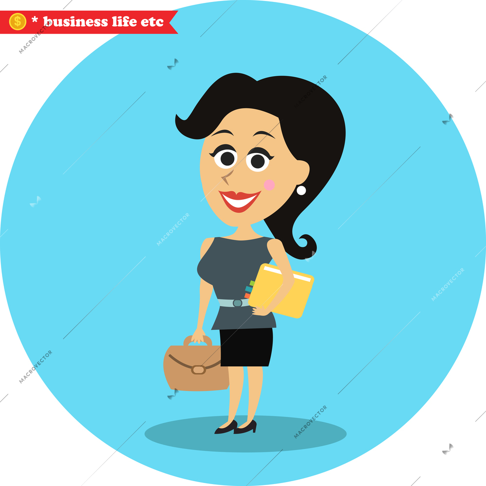 Business women life. Smart office girl vector illustration