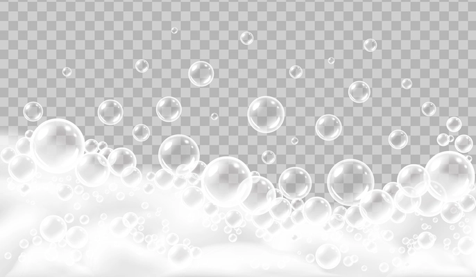White foam realistic concept grouped and isolated foam bubbles on the surface vector illustration