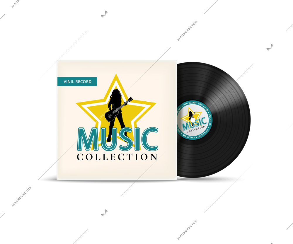 Realistic vinyl record cover mockup retro music collection on white background vector illustration