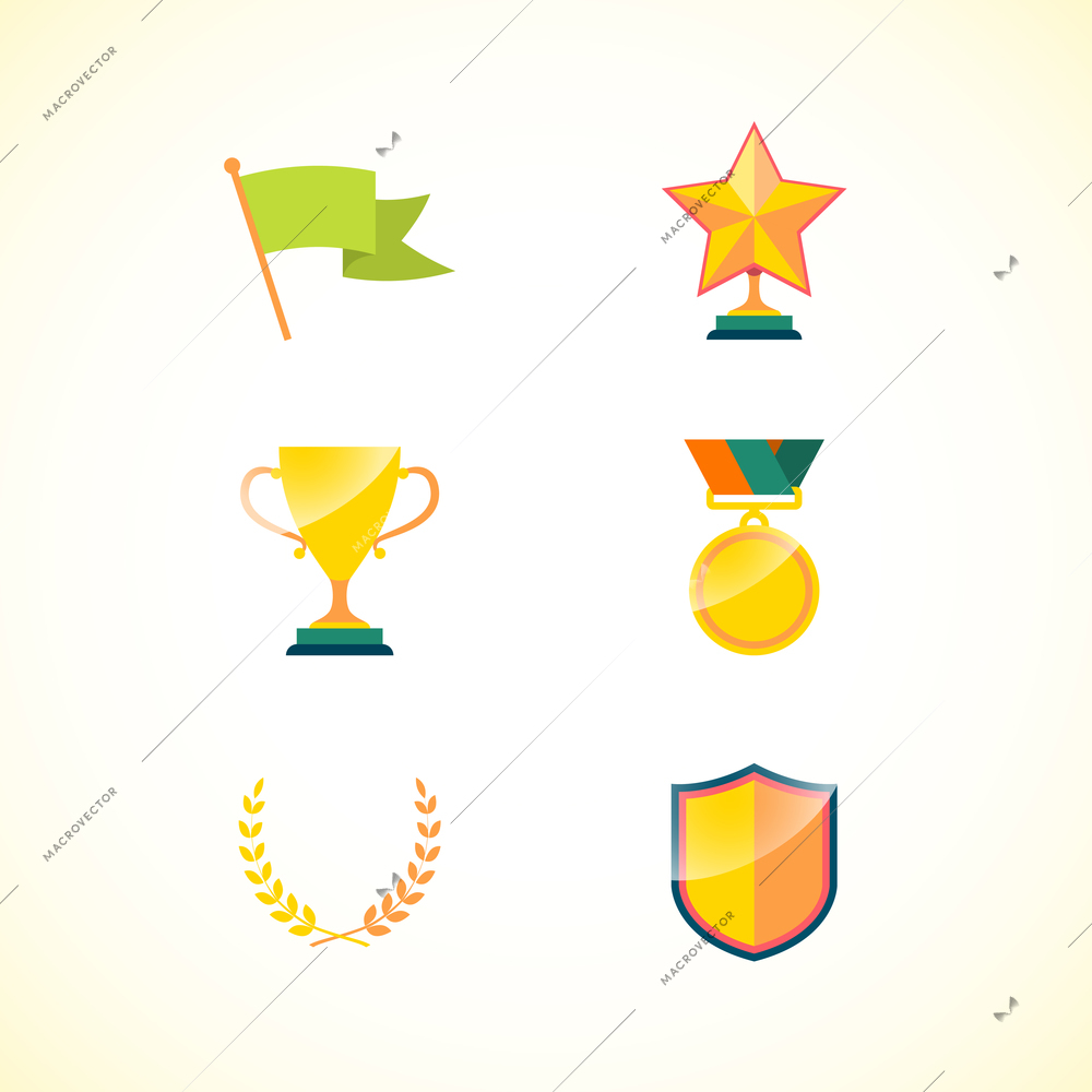 Set of achievement badges for motivation and incentive isolated vector illustration