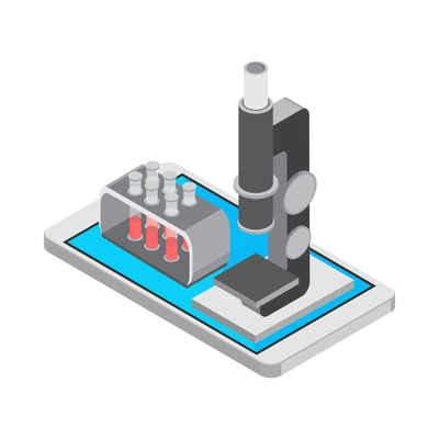 Mobile medicine isometric composition with isolated icons of equipment on blank background vector illustration