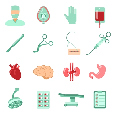 Aesthetic plastic surgery operation hospital icons set isolated vector illustration