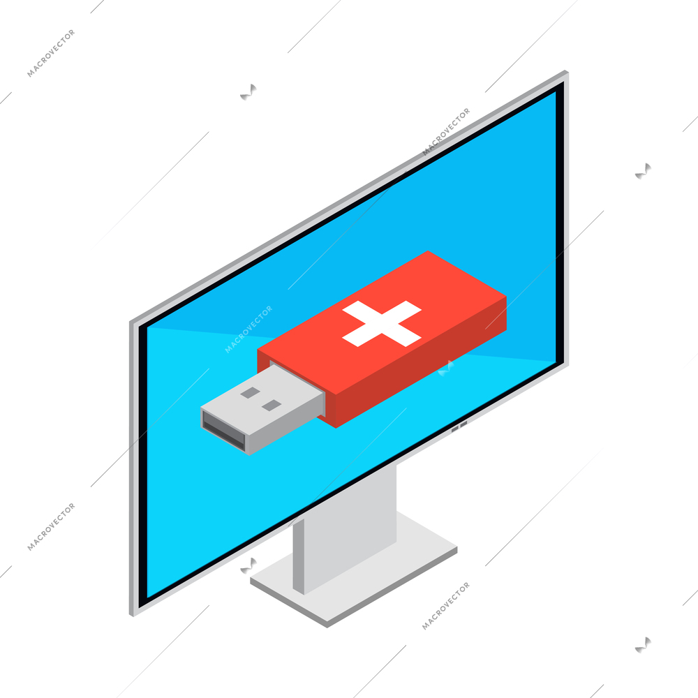 Mobile medicine isometric composition with isolated icons of equipment on blank background vector illustration