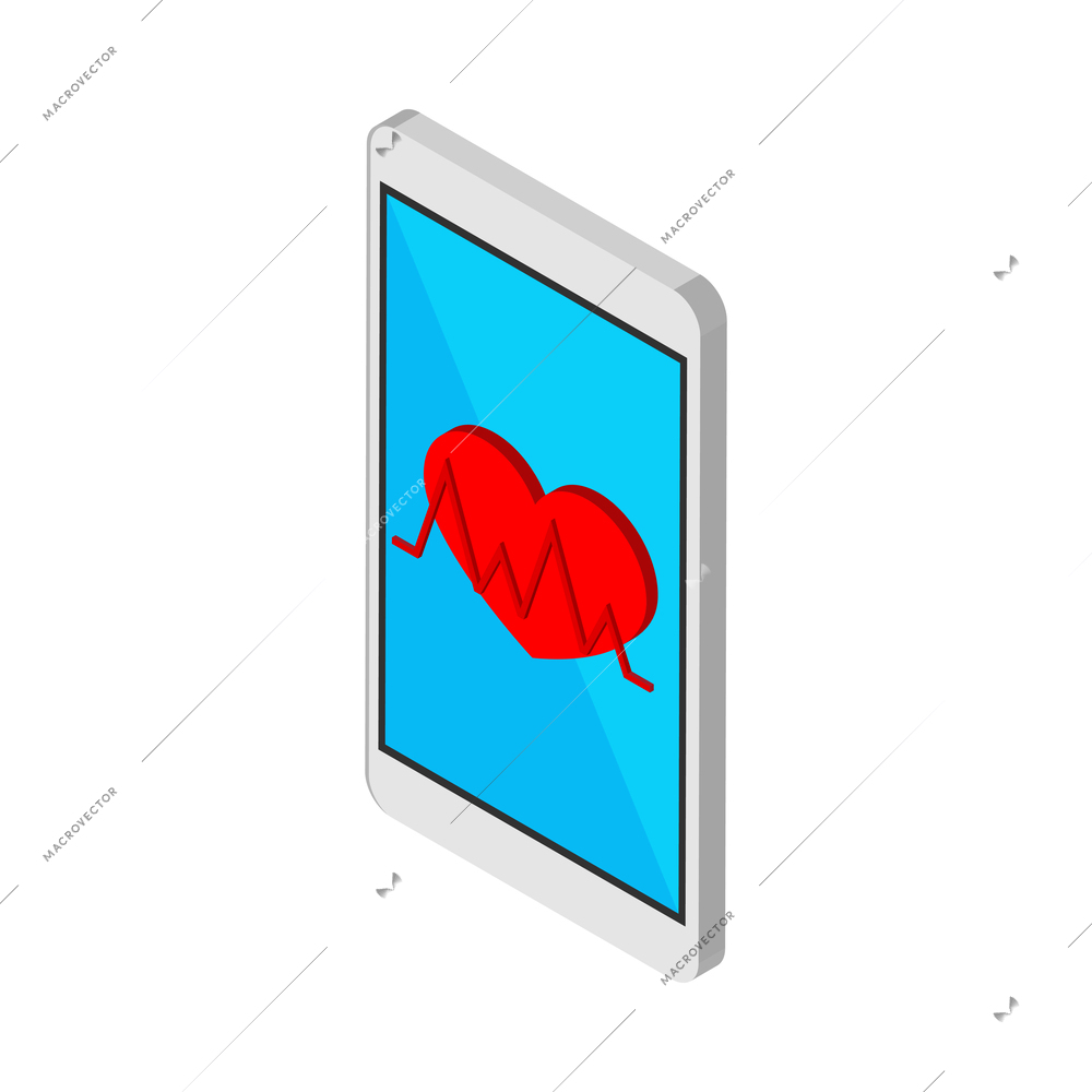 Mobile medicine isometric composition with isolated icons of equipment on blank background vector illustration